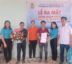 Đức Linh tổ chức lễ ra mắt Công đoàn cơ sở CĐCS Công ty TNHH SX-TM-XNK Phú Thọ Bình Thuận