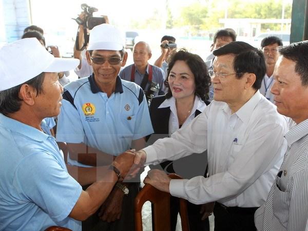 Chủ tịch nước Trương Tấn Sang thăm Nghiệp đoàn Nghề cá tỉnh Bình Thuận